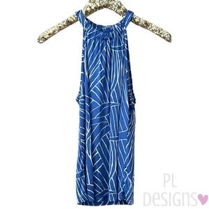 Ann Taylor Blue & White Halter Top Blouse